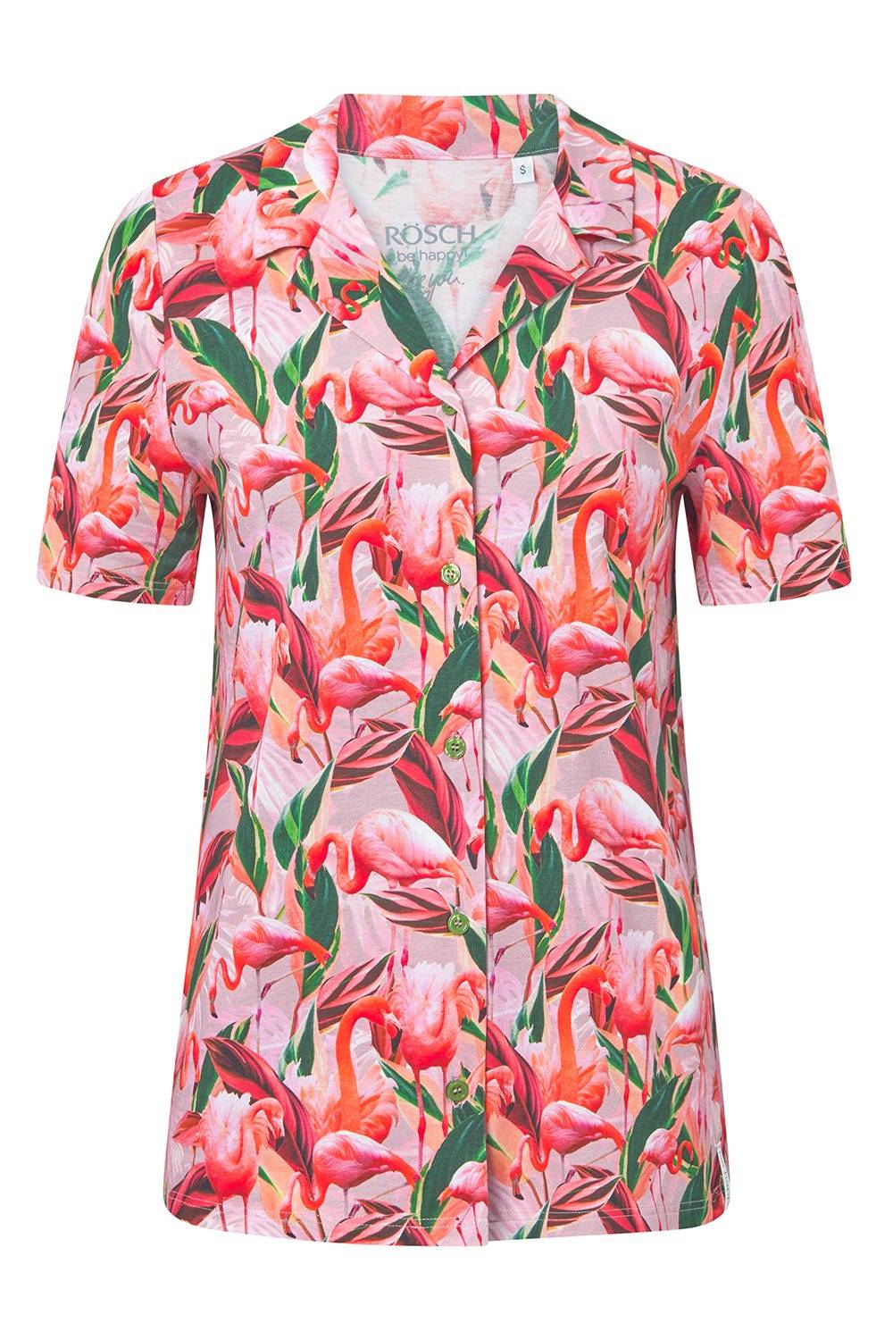 Rösch Pyjamashirt im Flamingo-Druck Baumwolle/Elasthan Fabrikladen