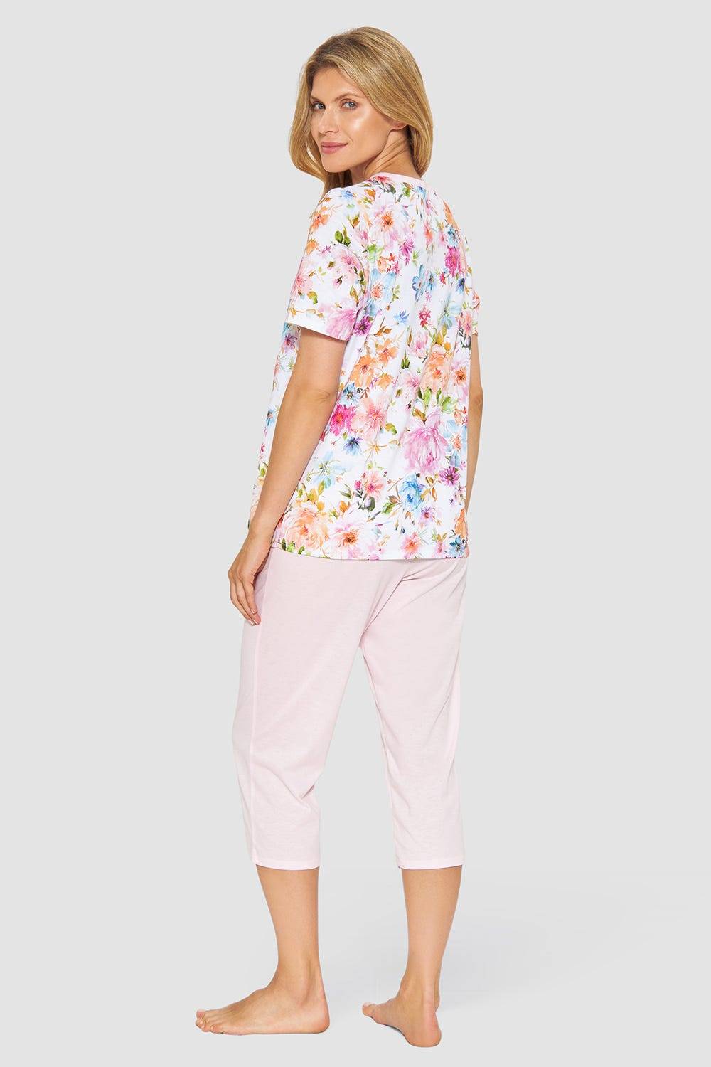 Rösch Pyjama im Blütendruck rosa romantisch 100% Baumwolle Verkauf