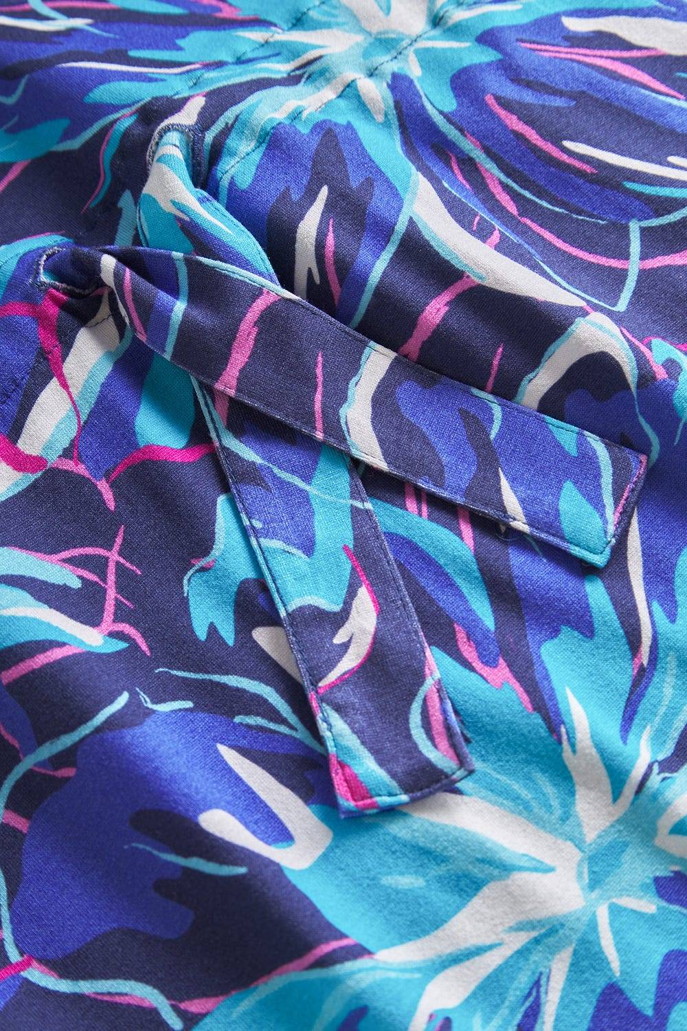 Rösch Strandkleid Kurzarm im Blumendruck Neonfarben zum Binden Baumwolle/Elasthan Fabrikverkauf
