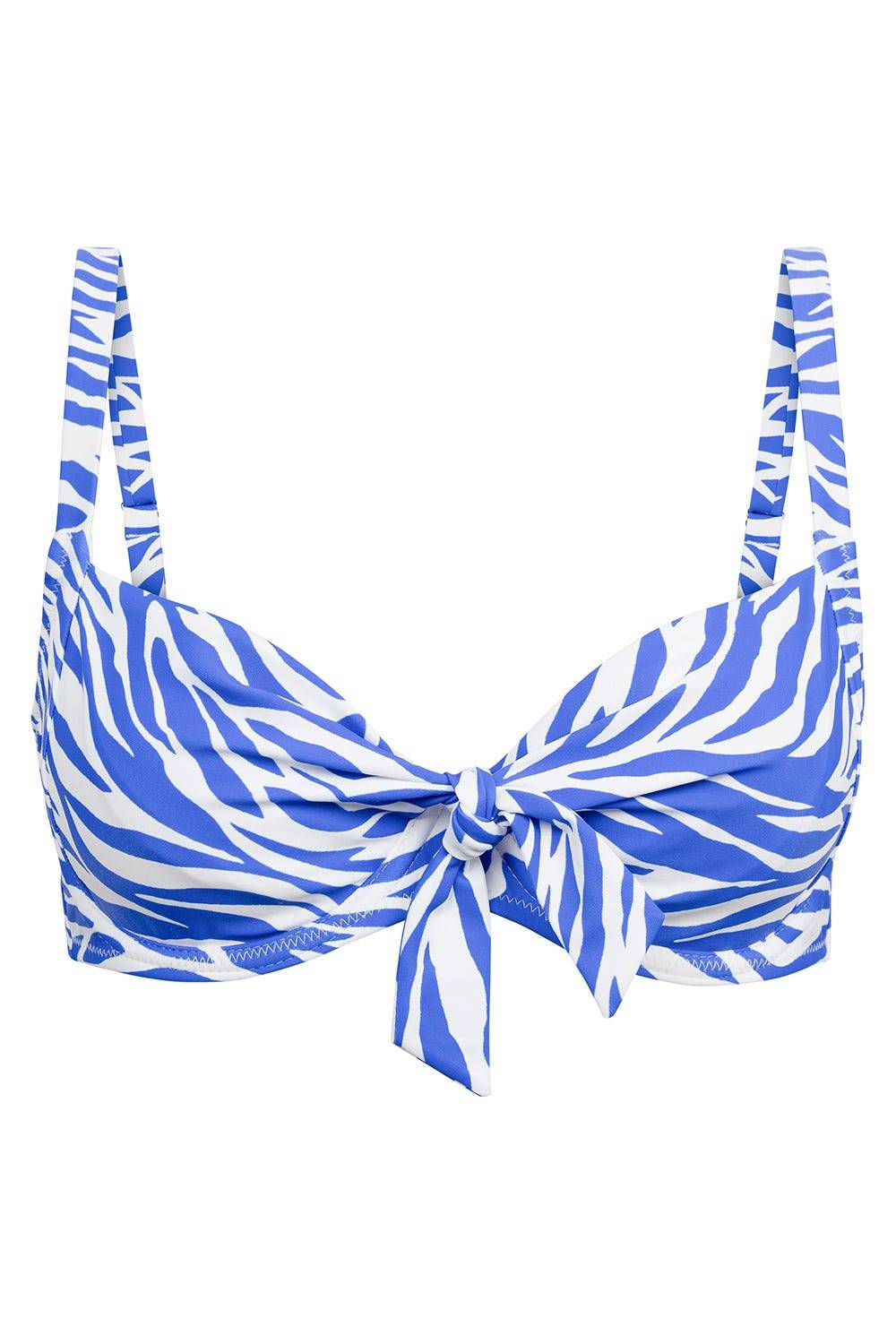 Rösch Bikini-Oberteil im modernen Zebradruck Blau-Weiß Meist gekauft