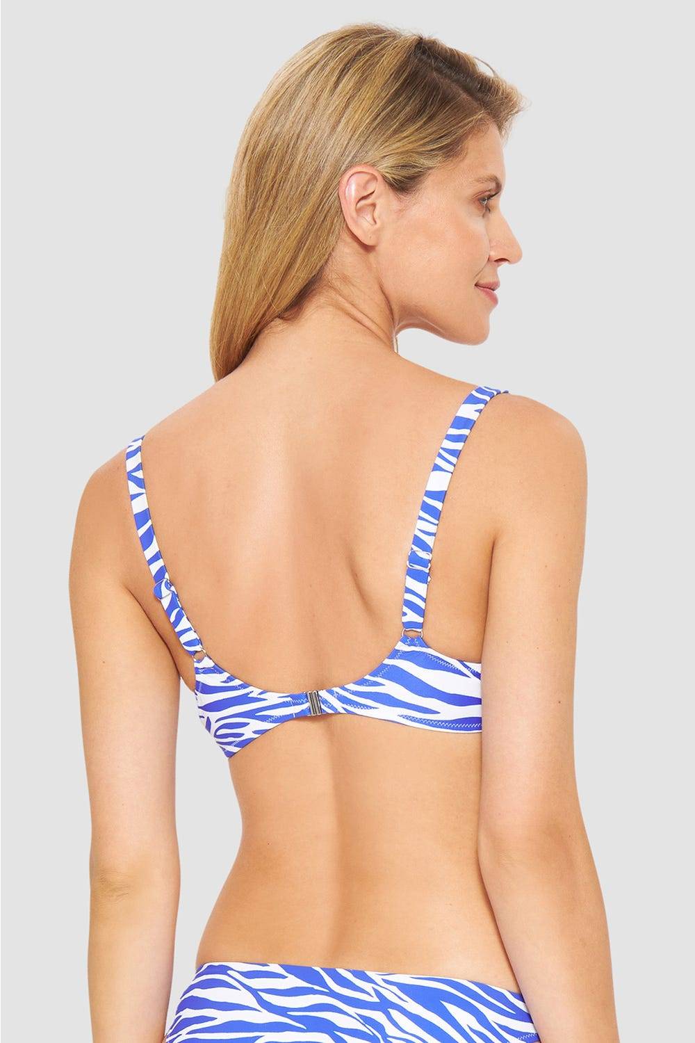Rösch Bikini-Oberteil im modernen Zebradruck Blau-Weiß Meist gekauft