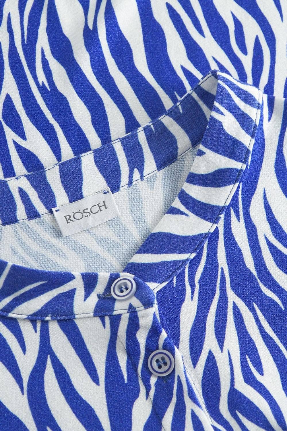 Rösch Strandkleid Kurzarm im modernen Zebradruck Blau-Weiß Viskose/Elasthan Fabrik Onlineshop