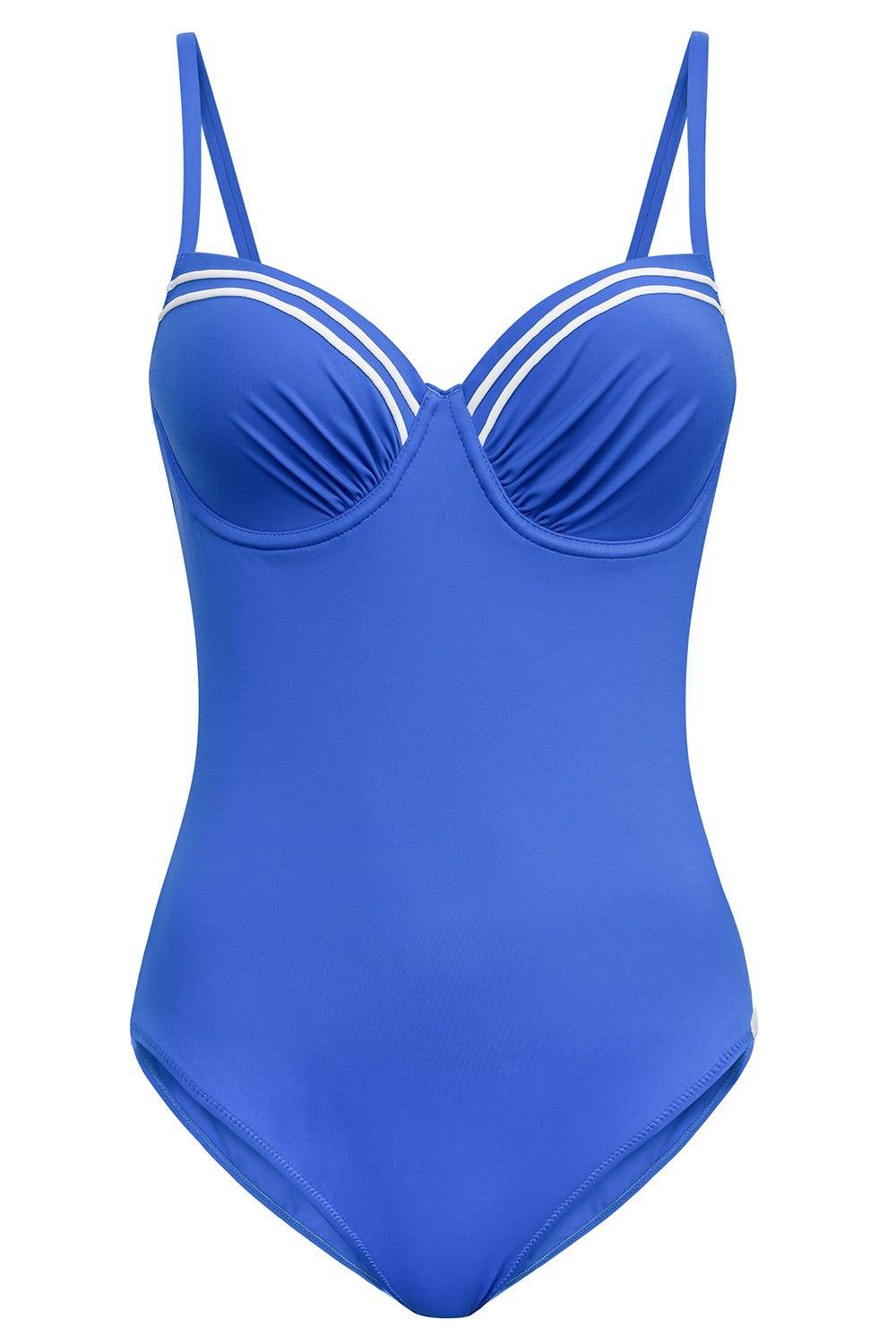 Rösch Badeanzug mit Streifendetails Neon-Blau Rabatt