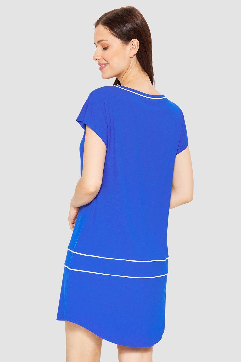 Rösch Strandkleid Kurzarm mit Kontrast-Paspeln Neon-Blau Günstig kaufen