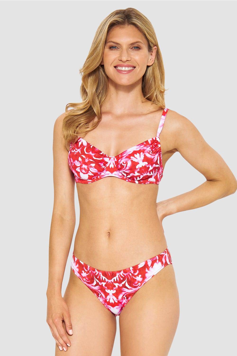 Rösch Bikini-Hose Neckholder im Ornament-Druck Rot-Weiß Begrenztes Angebot
