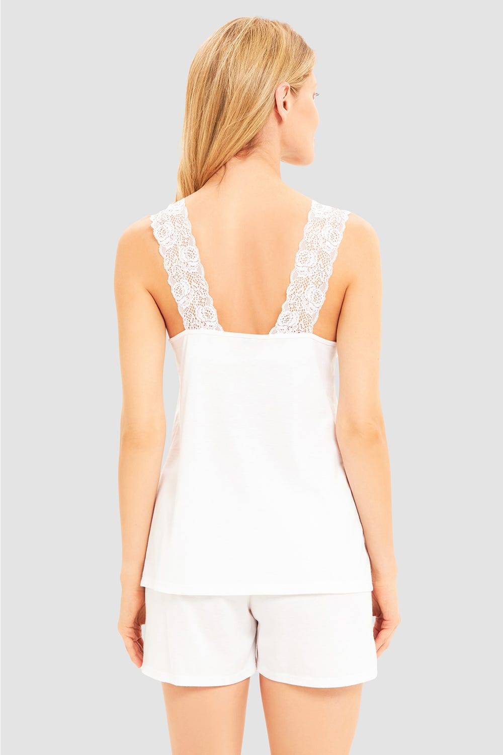 Rösch Pyjama kurz mit Spitzendetail 100% Baumwolle Valentinstagsangebot