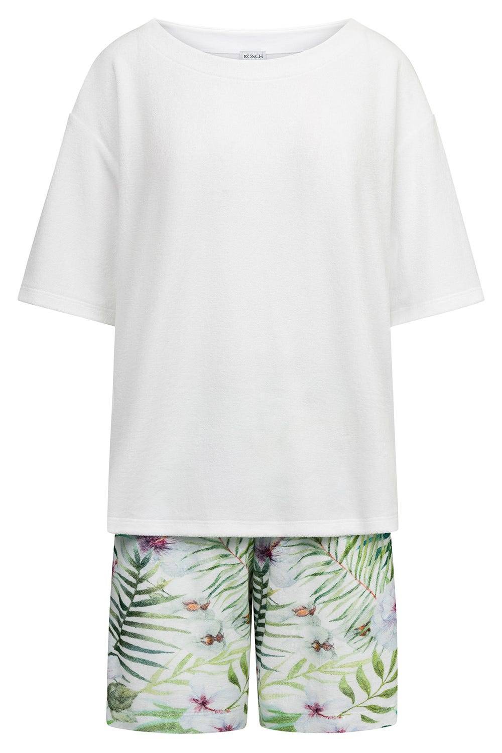 Rösch Pyjama mit exotischem Blumendruck Frottee Baumwolle/Polyester Zeitlich begrenztes Angebot