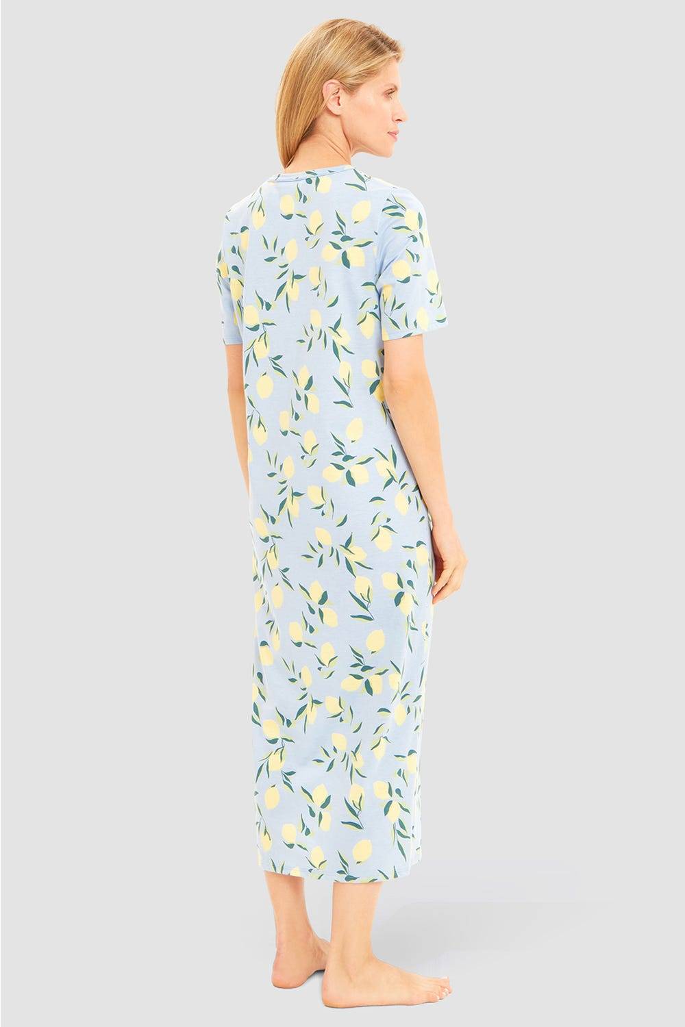 Rösch Nachtkleid im Zitronendruck Maxilänge sommerlich 100% Baumwolle VIP-Rabatte