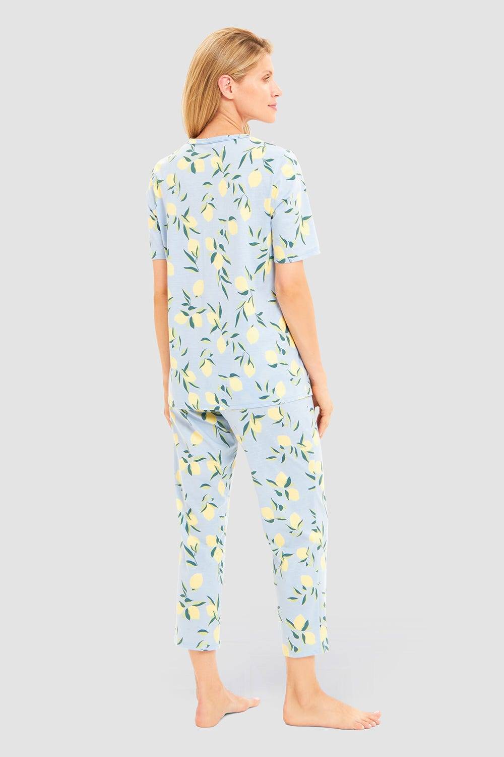 Rösch Pyjama im Zitronendruck sommerlich 100% Baumwolle Tiefpreis