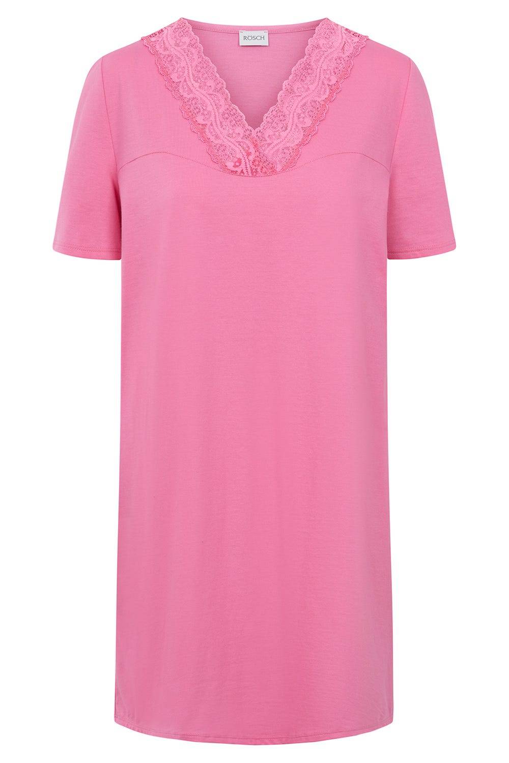 Rösch Nachthemd mit Spitzendetails Pink Baumwolle/Modal Super Rabatt