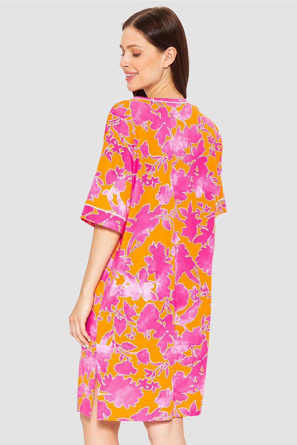 Rösch Nachthemd im floralen Druck Orange-Pink Tunika-Style Baumwolle/Modal 50% Rabatt mit kostenlosem Versand