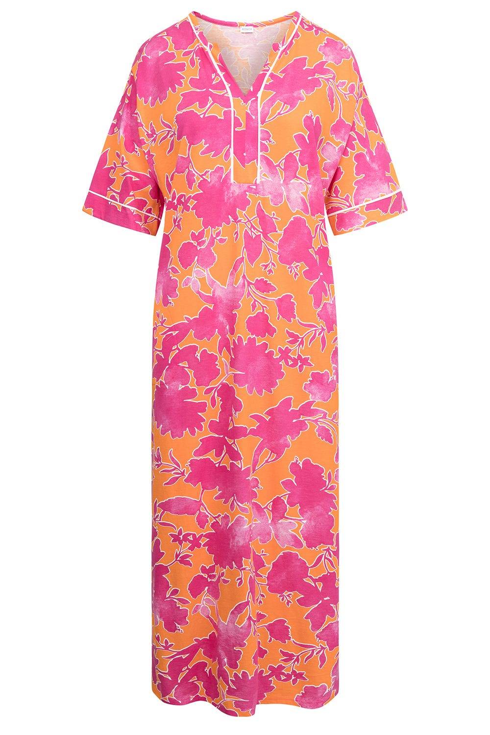 Rösch Nachtkleid im floralen Druck Orange-Pink Tunika-Style Maxi-Länge Baumwolle/Modal Clearance-Verkauf