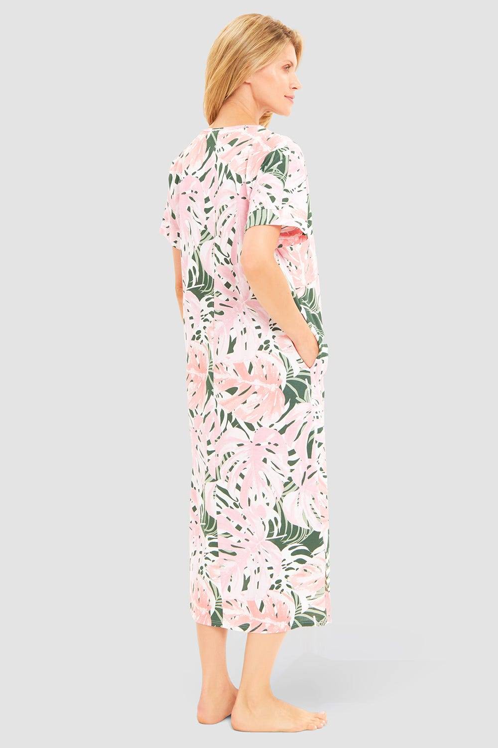 Rösch Nachtkleid im Blätterdruck exotisch Maxi-Länge 100% Baumwolle Im Verkauf