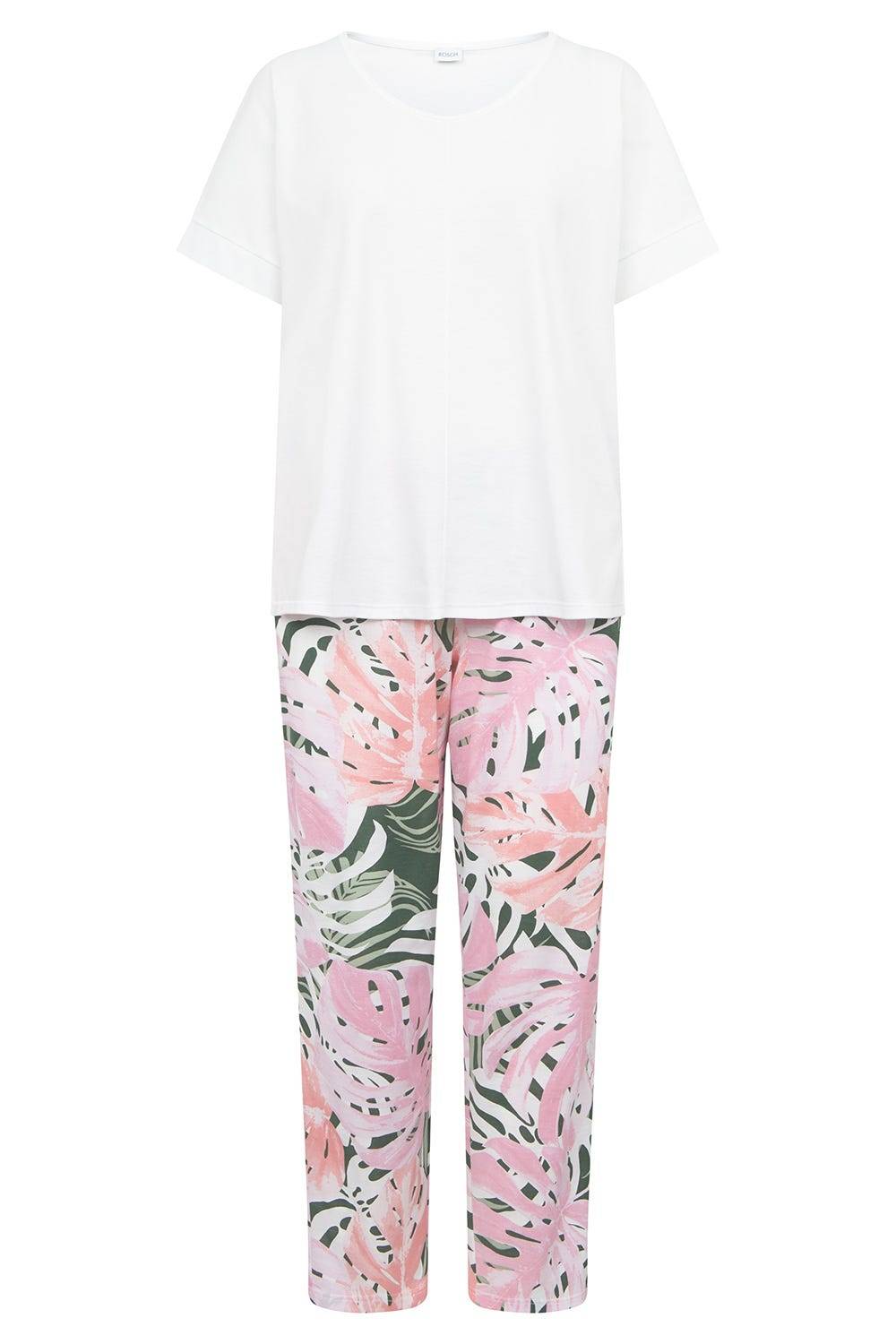 Rösch Pyjama mit Blätterdruck exotisch 100% Baumwolle zollfrei
