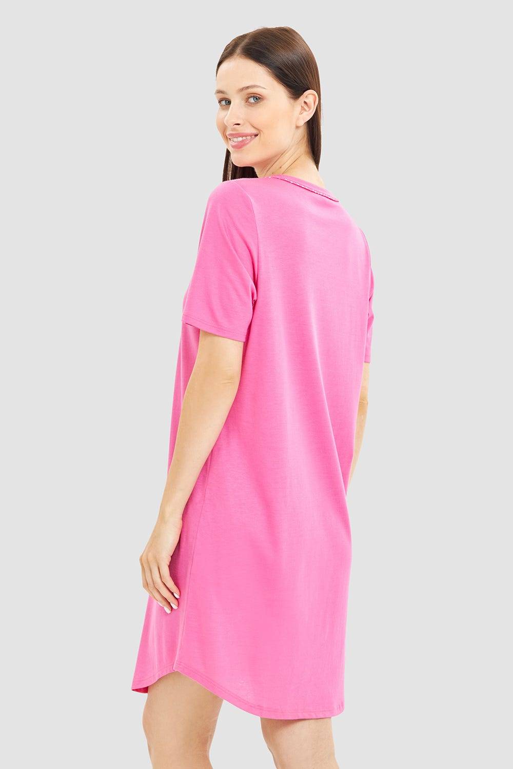 Rösch Nachthemd mit Statement-Print Pink Baumwolle/Modal 50% Rabatt für begrenzte Zeit