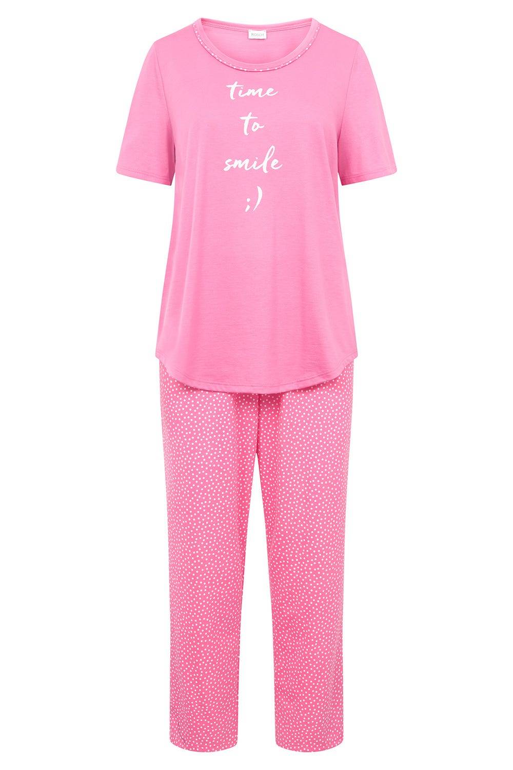 Rösch Pyjama mit Statement-Print Tupfendruck Pink Baumwolle/Modal 2025