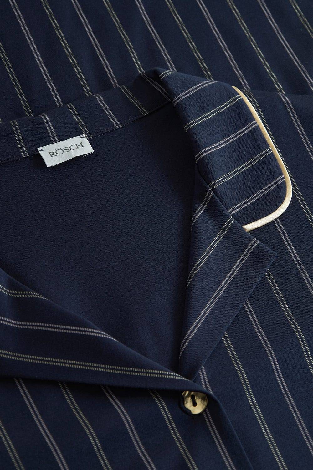 Rösch Nachthemd im Nadelzug Dunkelblau Herrenhemdstil 100% Baumwolle im Angebot