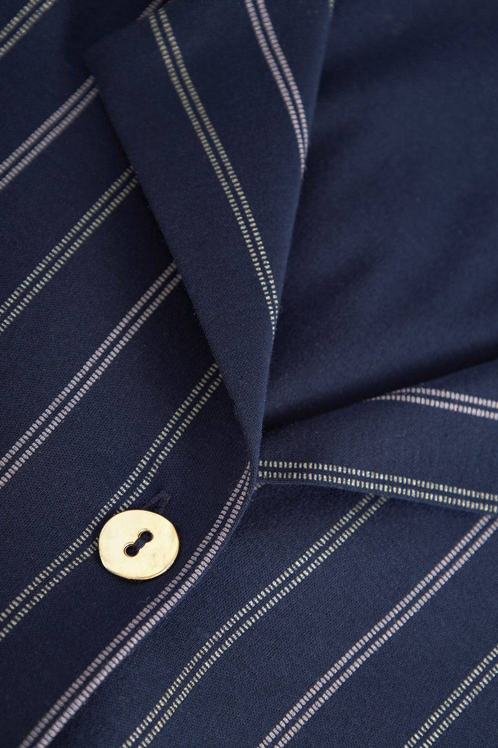 Rösch Pyjama im Nadelzug Dunkelblau Herrenhemdstil 100% Baumwolle Schlussverkauf