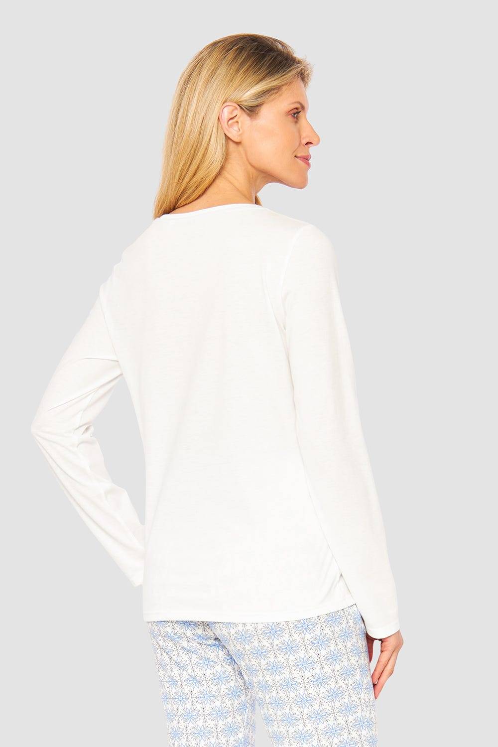 Rösch Shirt mit Schneeflocken Weiß Blau 100% Baumwolle Günstiger Verkauf