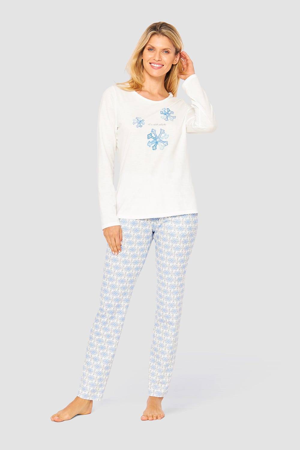 Rösch Shirt mit Schneeflocken Weiß Blau 100% Baumwolle Günstiger Verkauf