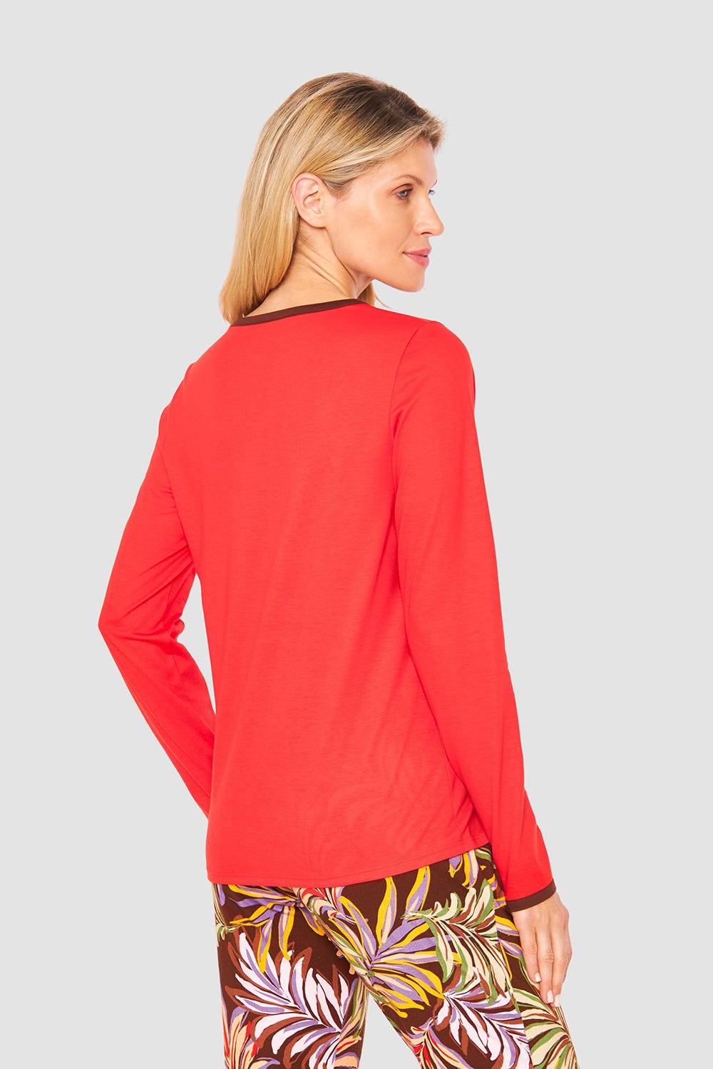 Rösch Shirt mit Schriftzug Rot Braun 100% Baumwolle Fabrik Onlineshop