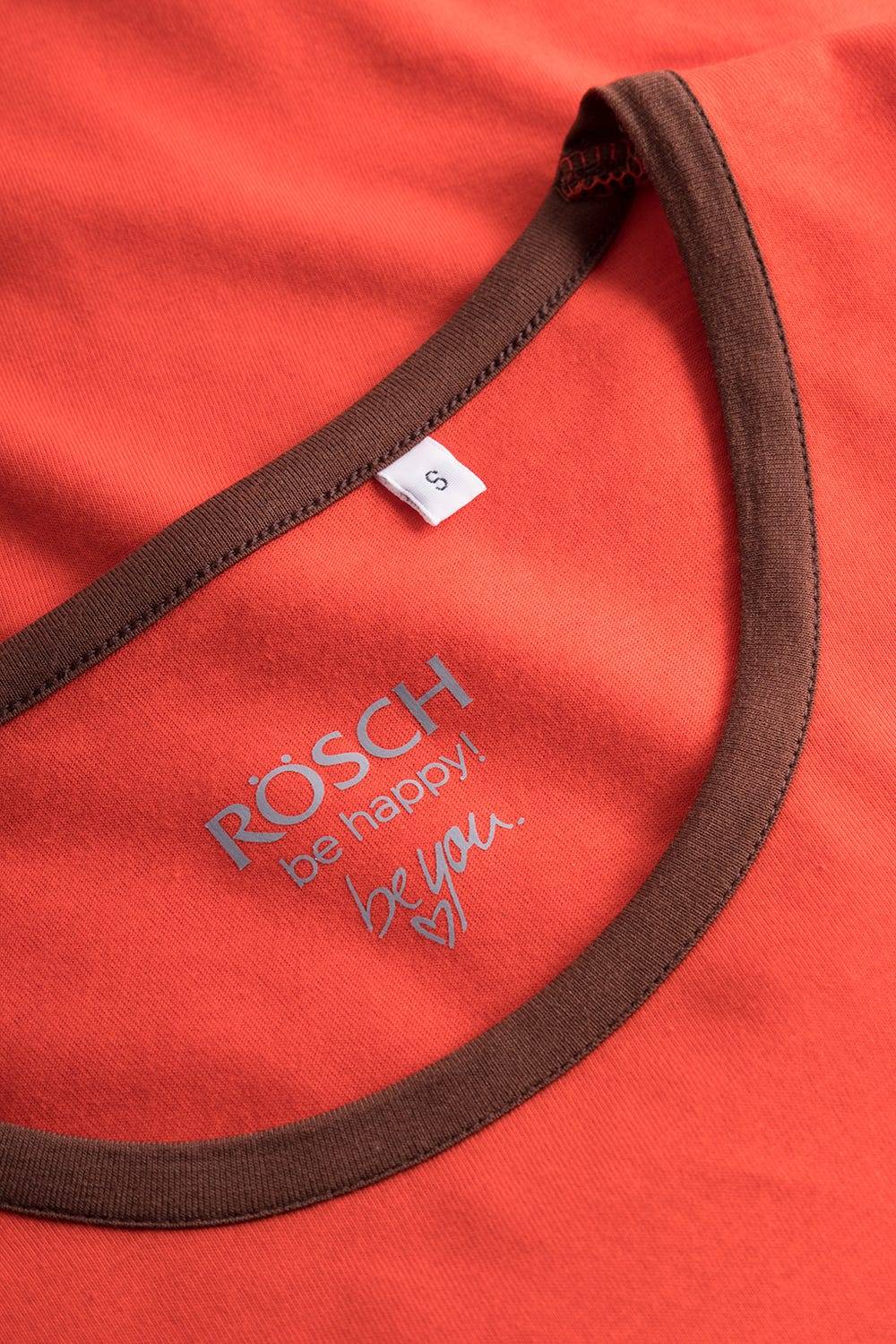 Rösch Shirt mit Schriftzug Rot Braun 100% Baumwolle Fabrik Onlineshop