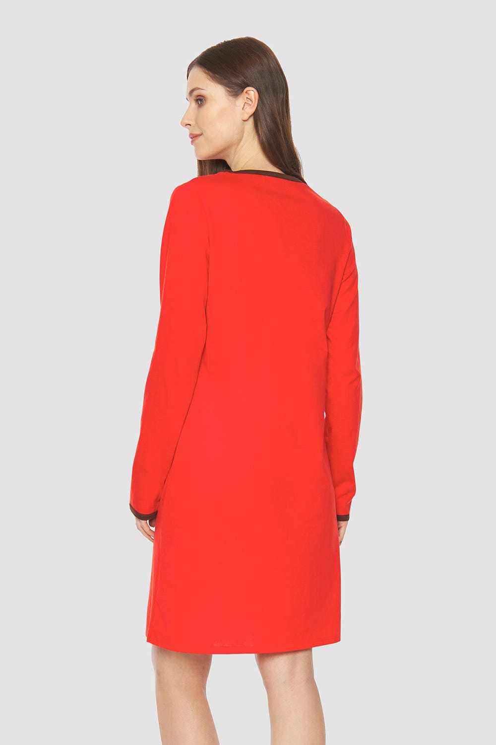 Rösch Nachthemd mit Schriftzug Rot Braun 100% Baumwolle Günstig kaufen