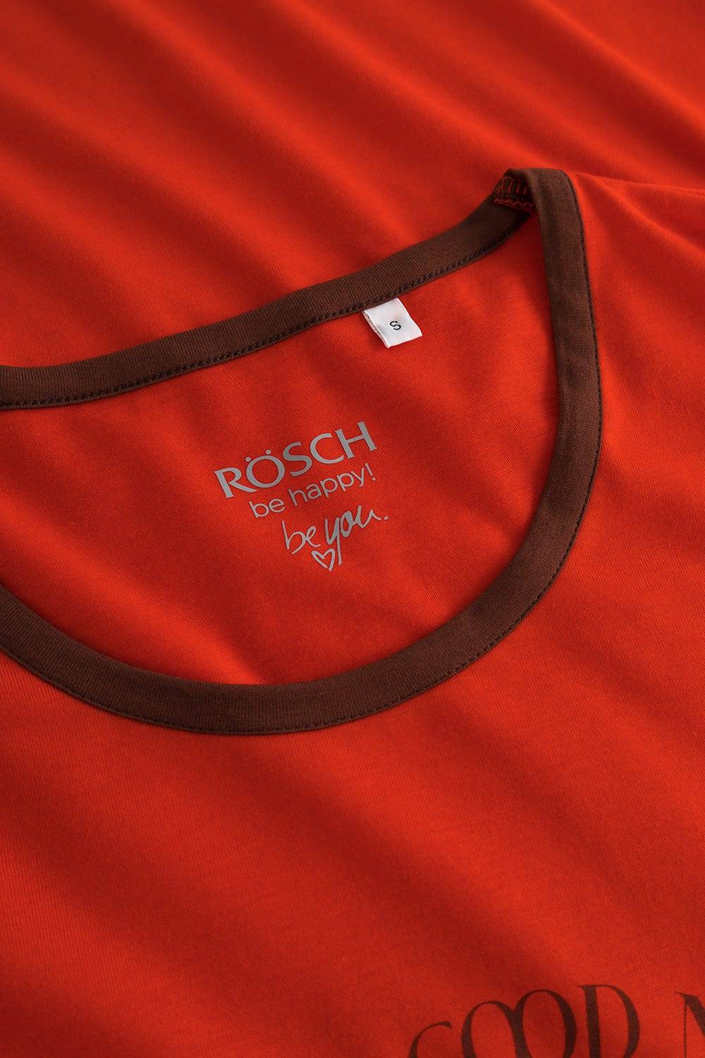 Rösch Nachthemd mit Schriftzug Rot Braun 100% Baumwolle Günstig kaufen