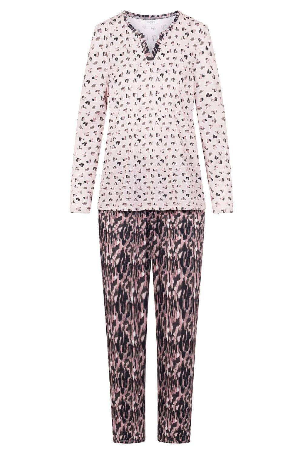 Rösch Pyjama im Druck-Mix Blende 100% Baumwolle Valentinstagsangebot