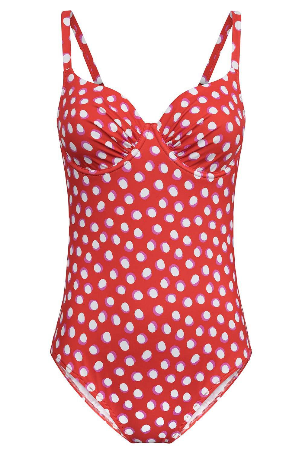 Rösch Badeanzug im Retro-Tupfendruck Rot-Weiß Top Angebot