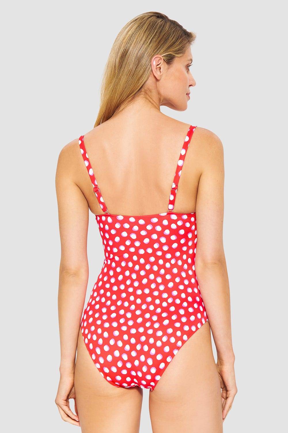Rösch Badeanzug im Retro-Tupfendruck Rot-Weiß Top Angebot