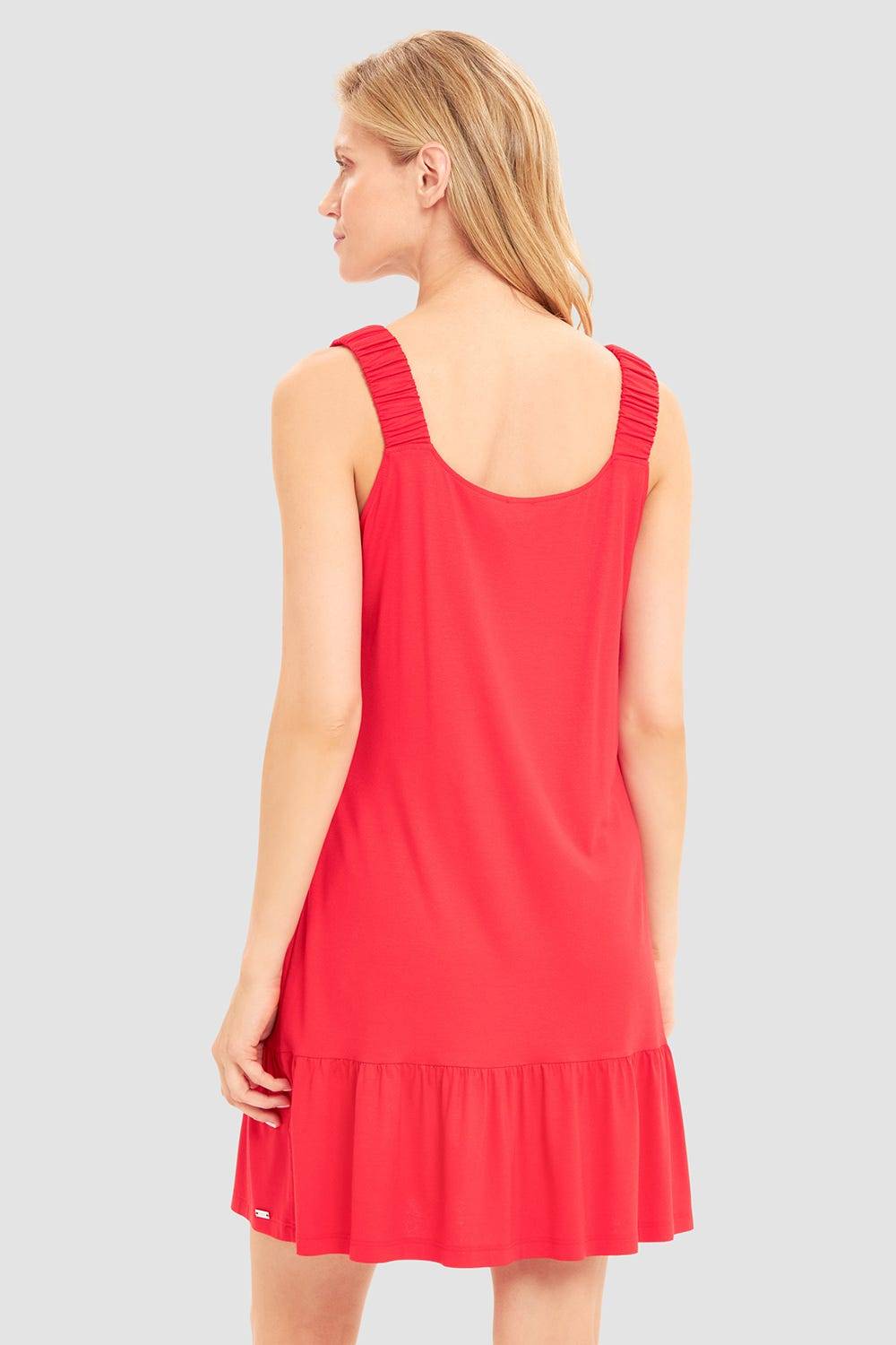 Rösch Strandkleid Ärmellos mit welligem Saum in Rot Viskose/Elasthan Neueste Mode
