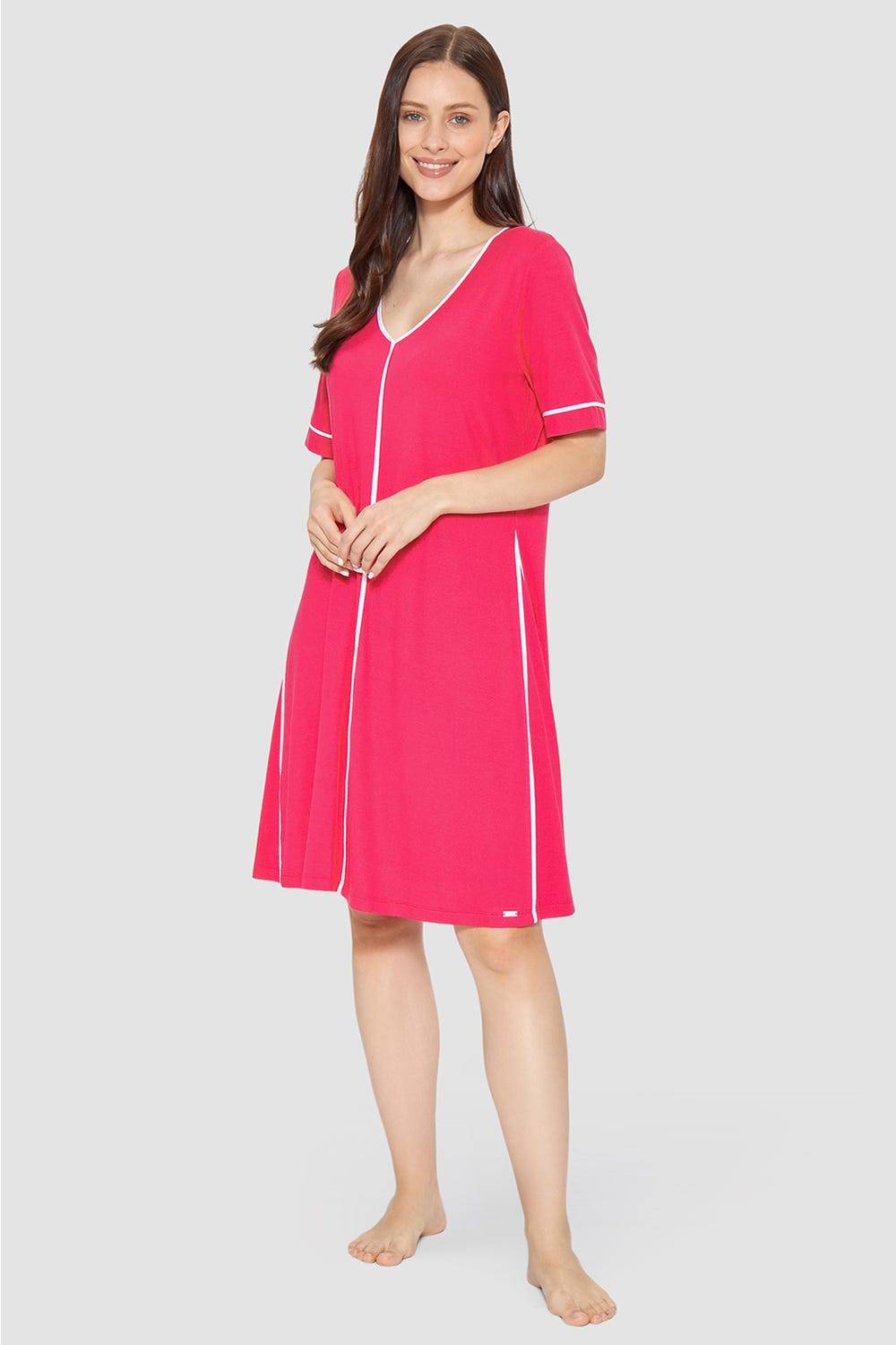 Rösch Strandkleid Kurzarm mit Kontrast-Paspeln Viskose/Elasthan Zeitlich begrenztes Angebot