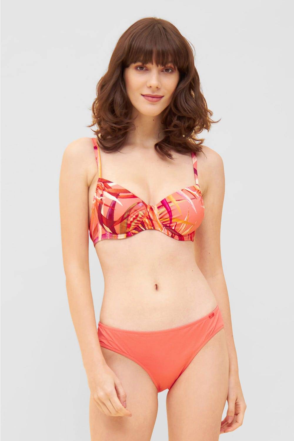 Rösch Bikini-Oberteil im bunten Blätter-Druck Bügel Mix &amp; Match recyceltes Polyamid/Elasthan VIP-Rabatte