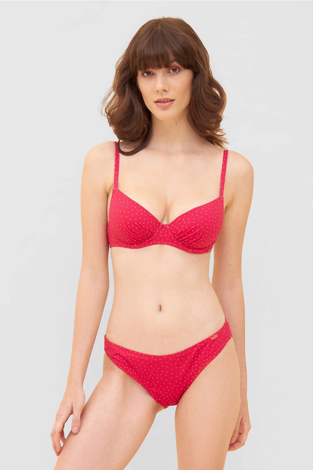 Rösch Bikini-Oberteil im pinken Mini-Tupfen-Druck recyceltes Polyamid/Elasthan Super Sparpreis