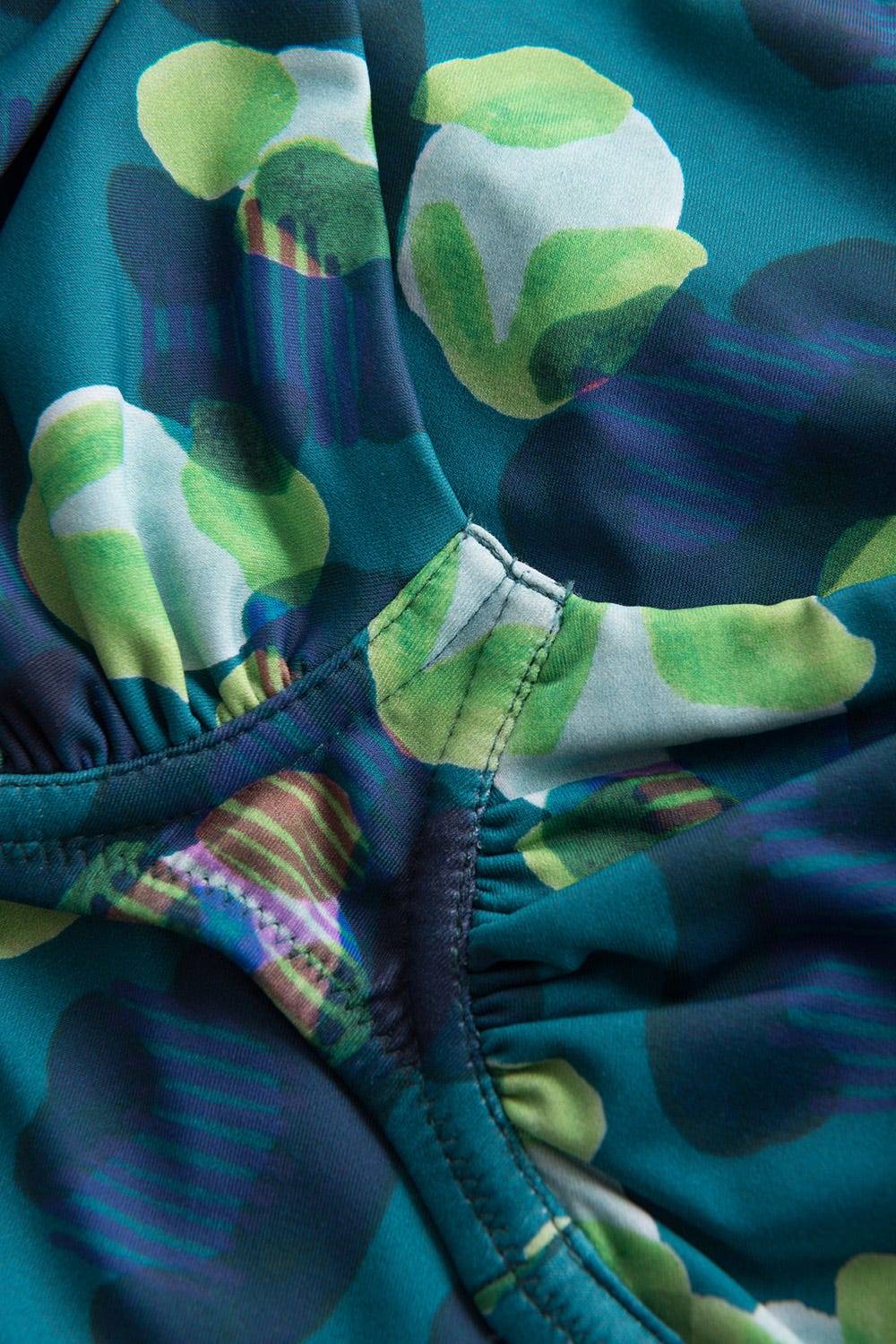 Rösch Bikini-Top mit Raffungen im grünen Leo-Design recyceltes Polyamid/Elasthan Kostenlose Rückgabe