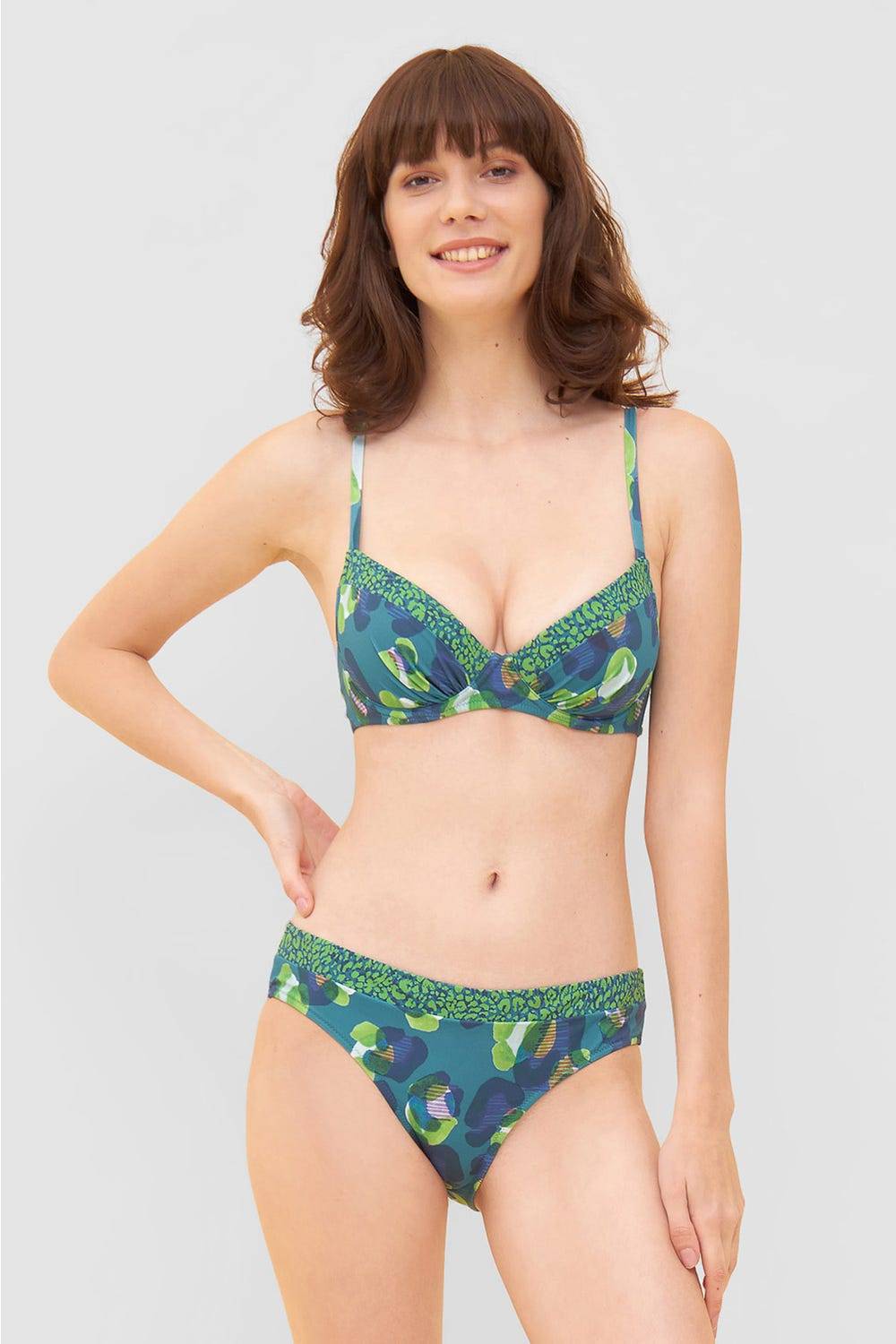 Rösch Bikini-Hose im Leo-Druck-Mix Petrol recyceltes Polyamid/Elasthan Letzte 3 Tage