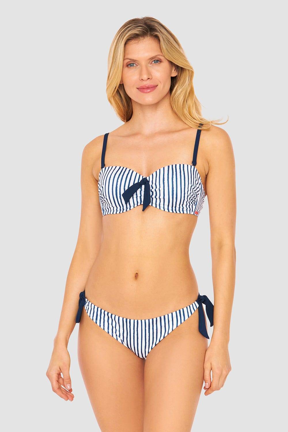 Rösch Bandeau Bikini Oberteil im Streifen-Druck Schleife Ripp recyceltes Polyester/Elasthan Speichern exportieren