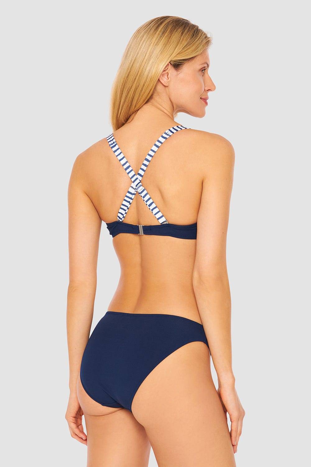 Rösch Bikini Oberteil mit Streifen-Details Ripp überkreuzt recyceltes Polyester/Elasthan Black Friday Preise