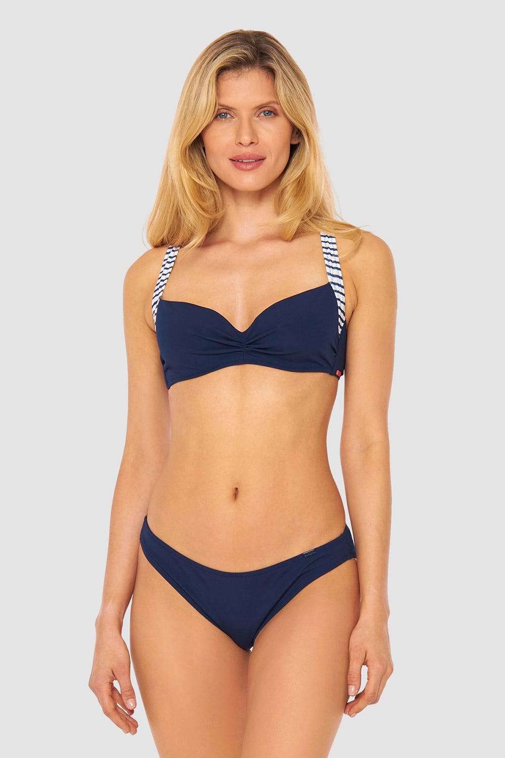 Rösch Bikini Oberteil mit Streifen-Details Ripp überkreuzt recyceltes Polyester/Elasthan Black Friday Preise