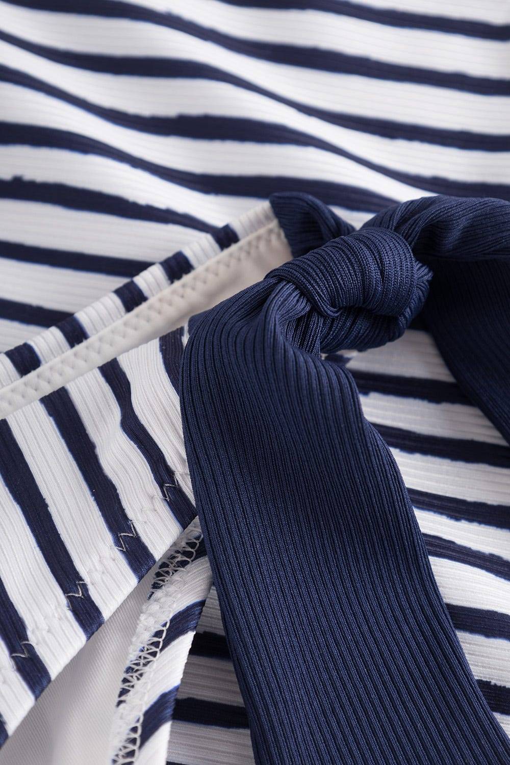 Rösch Bikini Hose im Streifen-Druck Bänder Ripp recyceltes Polyester/Elasthan zollfrei