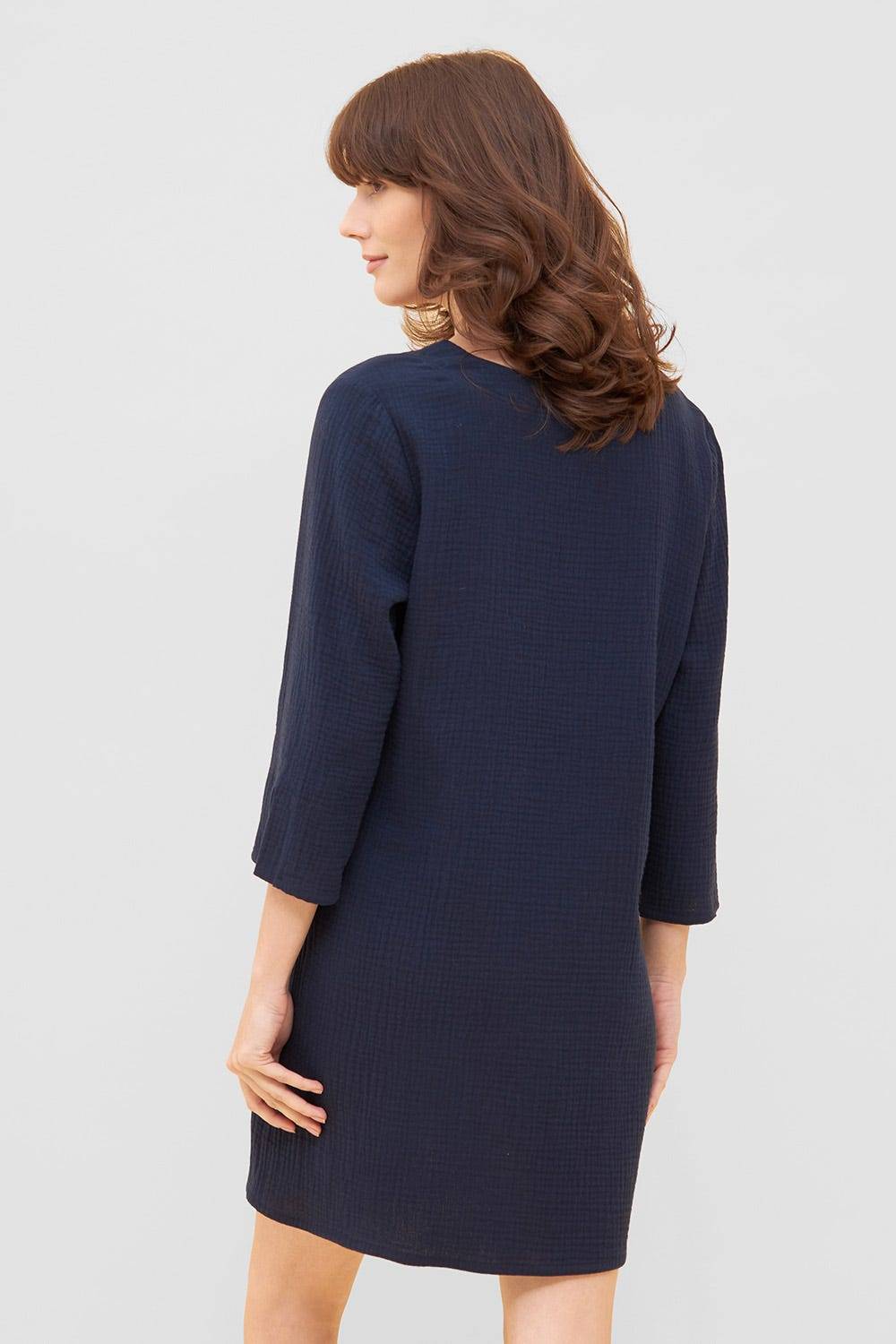 Rösch Strandkleid aus Musselin Dunkelblau Sommer 3/4-Arm 100% Baumwolle Outlet