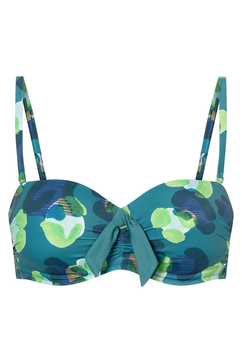 Rösch Bandeau-Bikini-Oberteil im grünen Leo-Design recyceltes Polyamid/Elasthan im Angebot