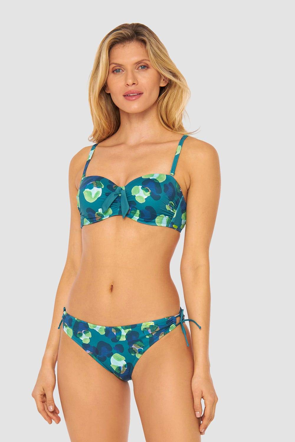 Rösch Bandeau-Bikini-Oberteil im grünen Leo-Design recyceltes Polyamid/Elasthan im Angebot