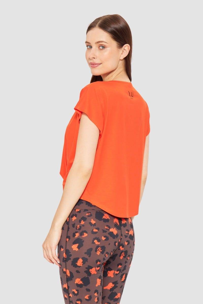 Rösch Y.U Yoga Shirt mit Knoten Orange Sport Mix &amp; Match Baumwolle/ Elasthan Begrenztes Angebot