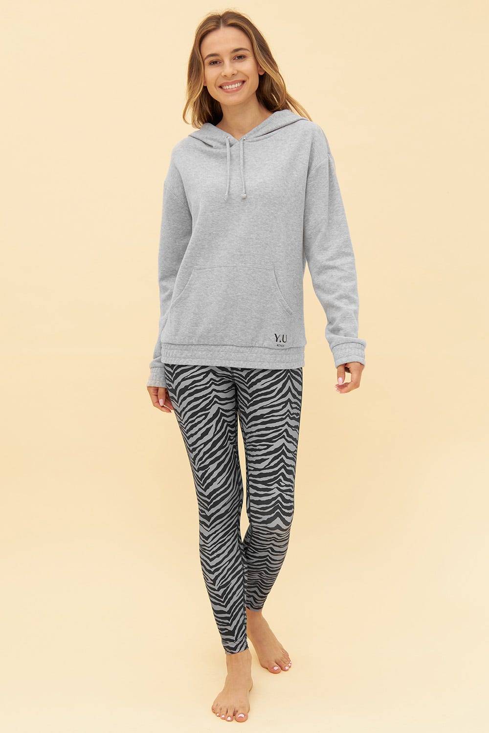 Rösch Y.U Yoga Sweatshirt in Grau Hoodie Loungewear Mix &amp; Match Baumwolle/recycled Polyamid Lagerräumung