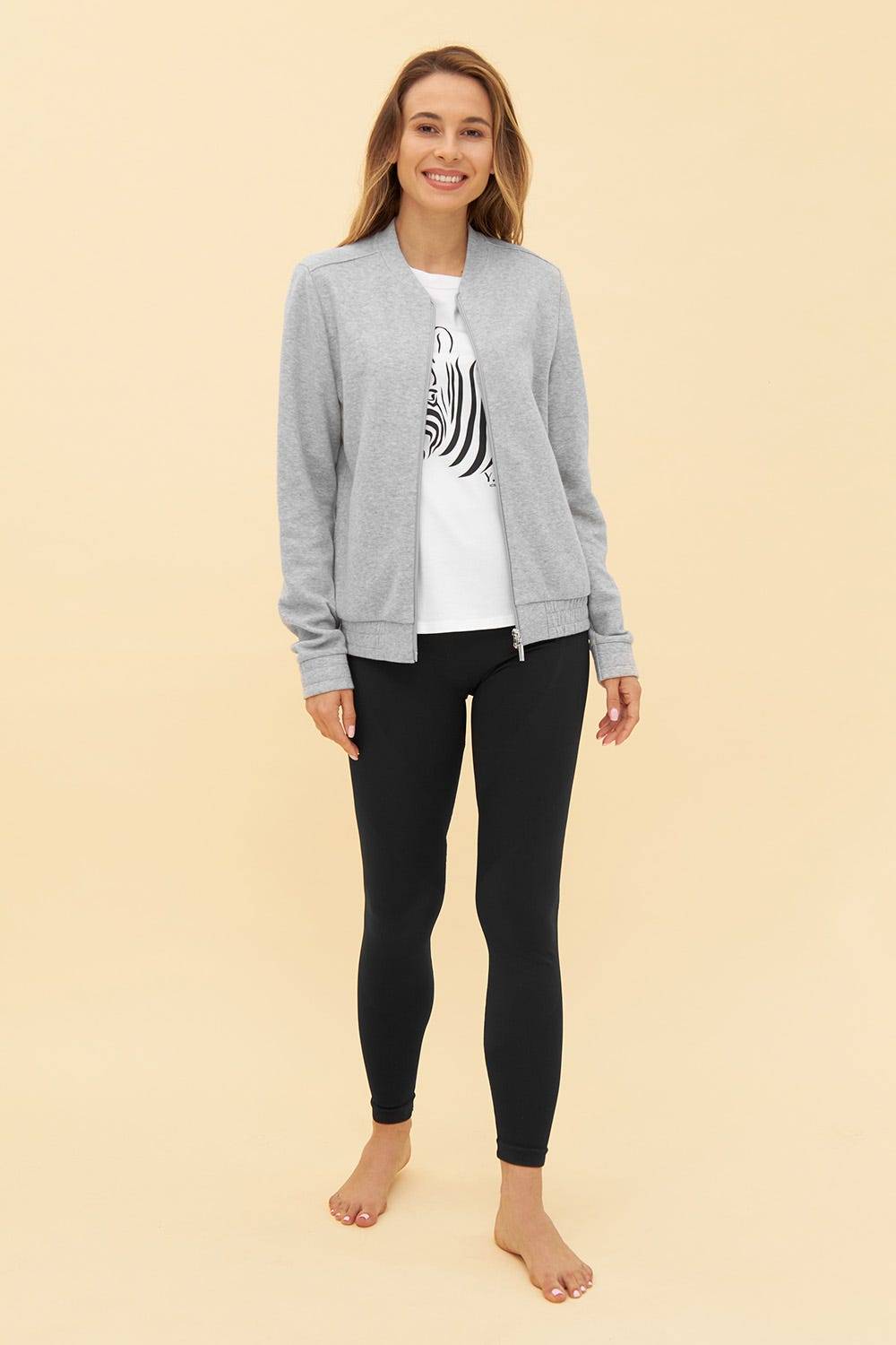 Rösch Y.U Yoga Sweatjacke in Grau Loungewear Mix &amp; Match Baumwolle/recycled Polyamid Heißer Verkauf