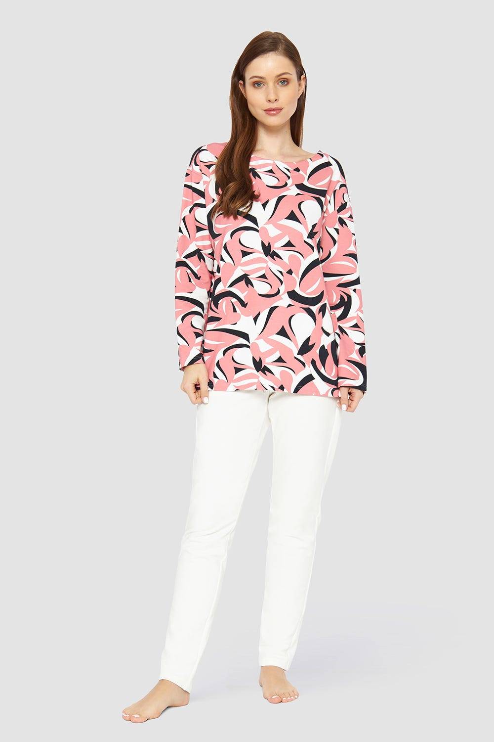 Rösch Sweatshirt mit U-Boot-Ausschnitt Baumwolle/Elasthan Neueste Mode