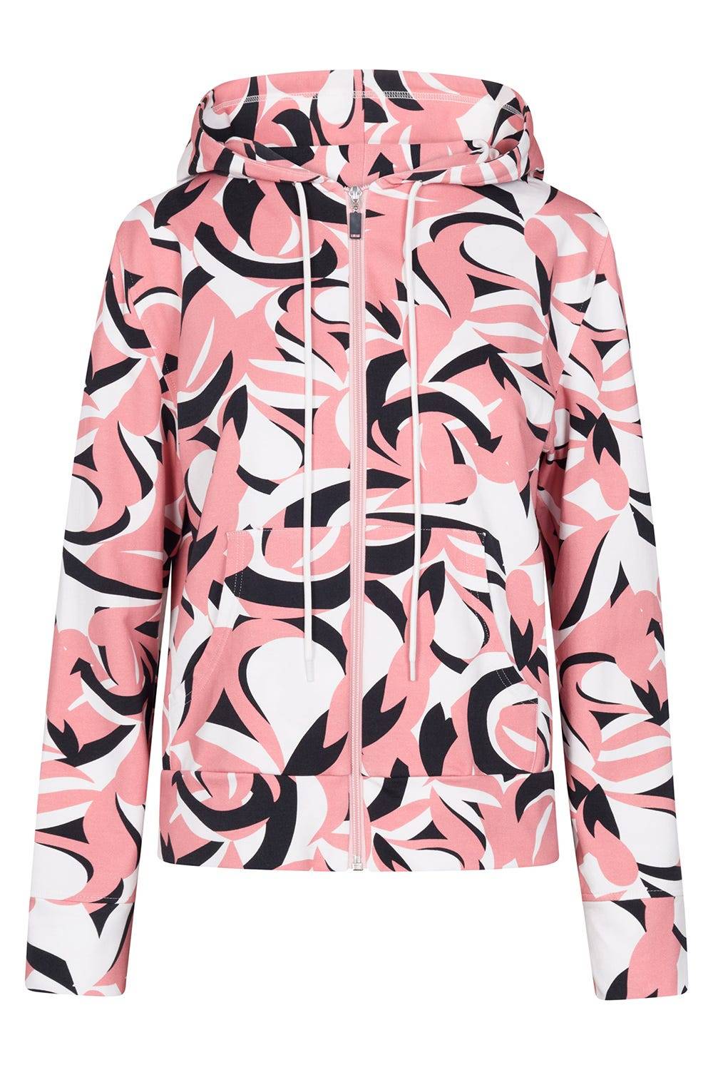 Rösch Sweatjacke im grafischen Druck Kapuze Baumwolle/Elasthan Online Outlet