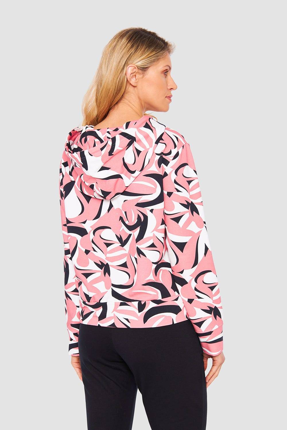 Rösch Sweatjacke im grafischen Druck Kapuze Baumwolle/Elasthan Online Outlet